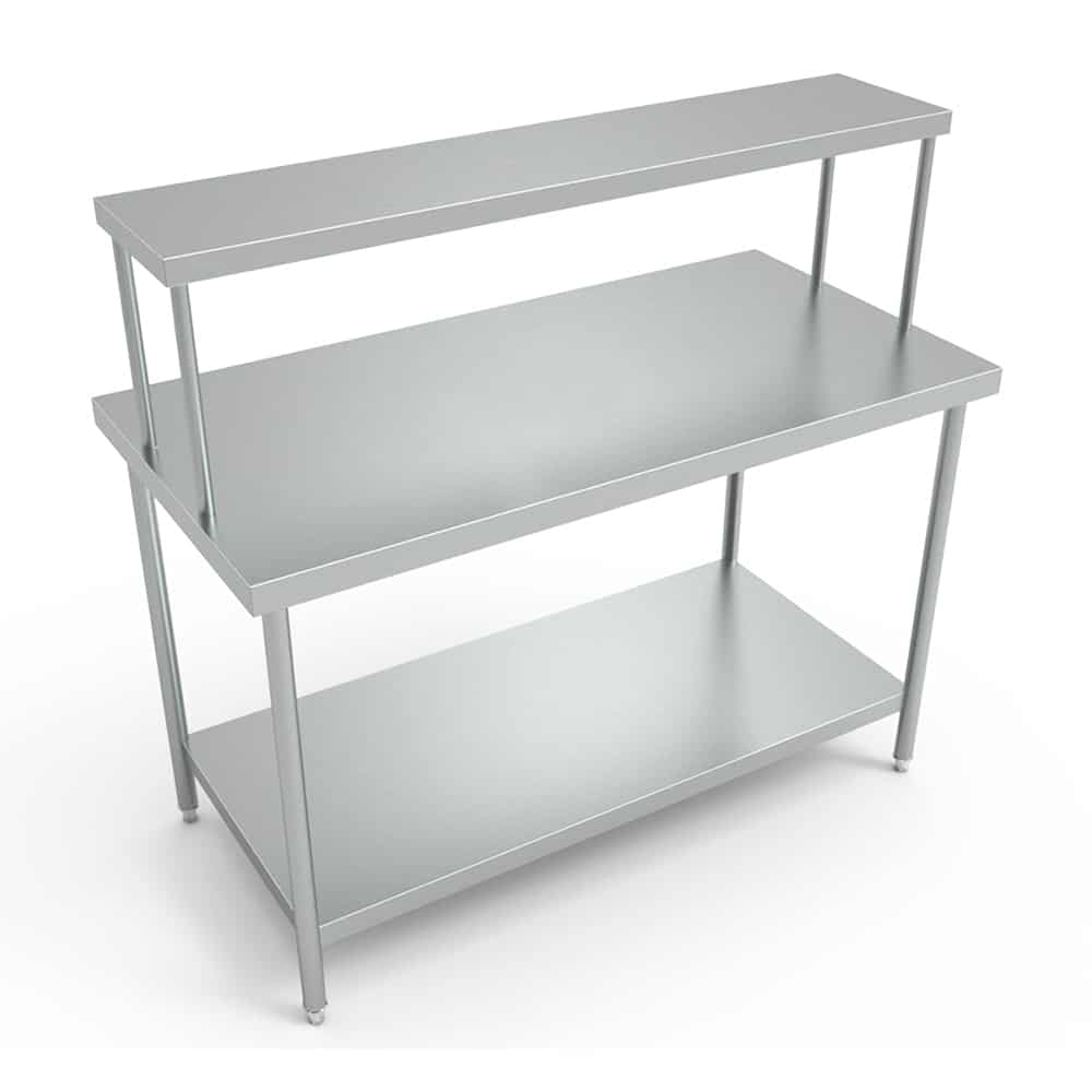 Mesa De Trabajo Para Cocina Con Estante Acero Inox 120x60x145cm